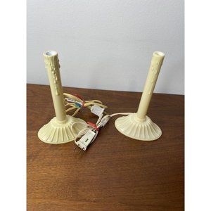 Vintage Gem Electric Light Candle Lamp Christmas Plastic Holiday Made USA Set 2